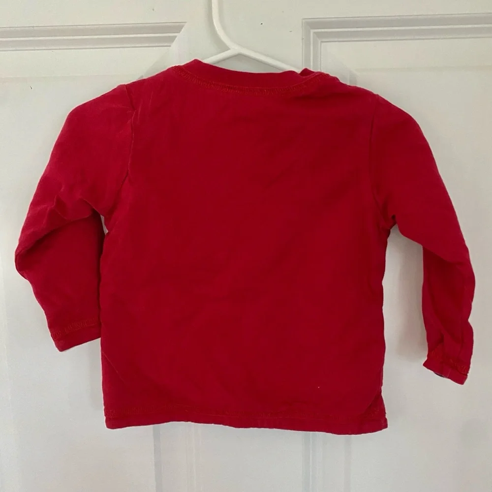Janie and Jack Shirt Baby Boy Red Embroider Football Reversable Size - 3-6M